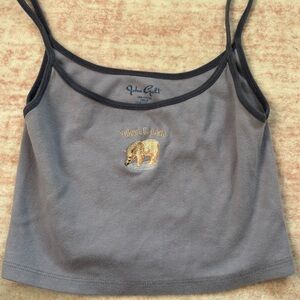 Brandy Melville Gray Bear Embroidered Cami